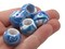 10 17mm Large Hole Macrame Blue Marbleized Round Plastic Beads